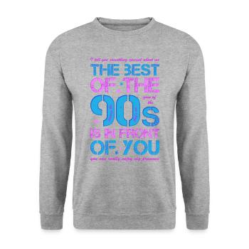 90s 90s nineties best of 90s - Sweat-shirt Unisexe - gris chiné - Devant - Alina (178cm) & Michal (187cm)