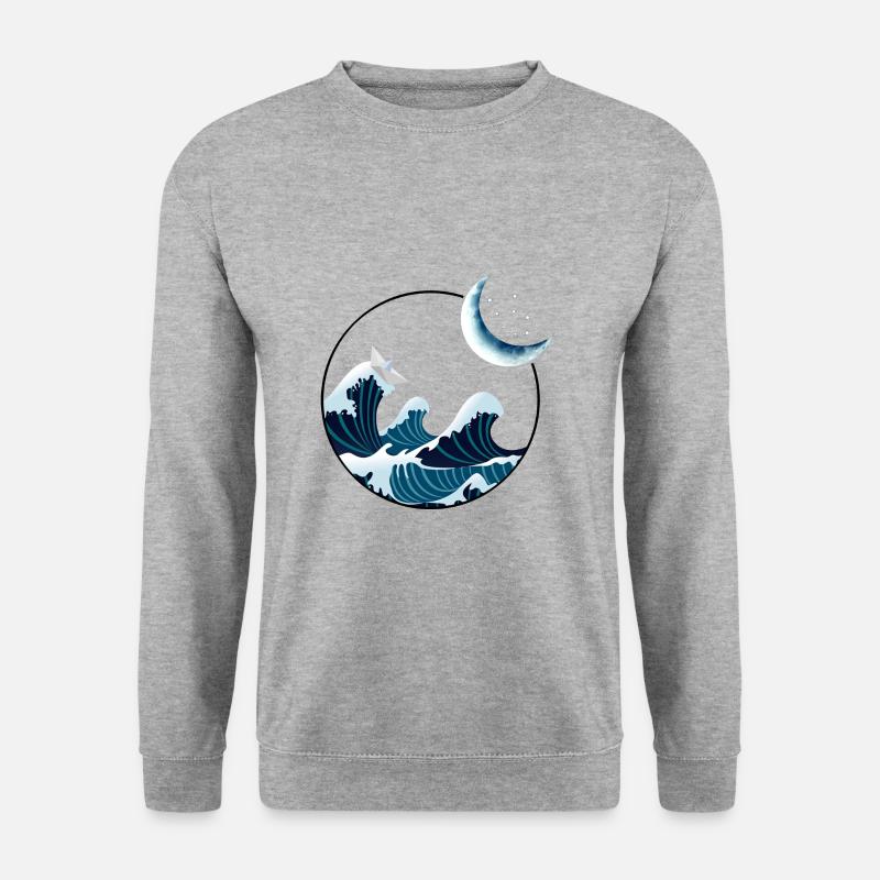 Papierboot im Sturm - Unisex Pullover - Weißgrau meliert