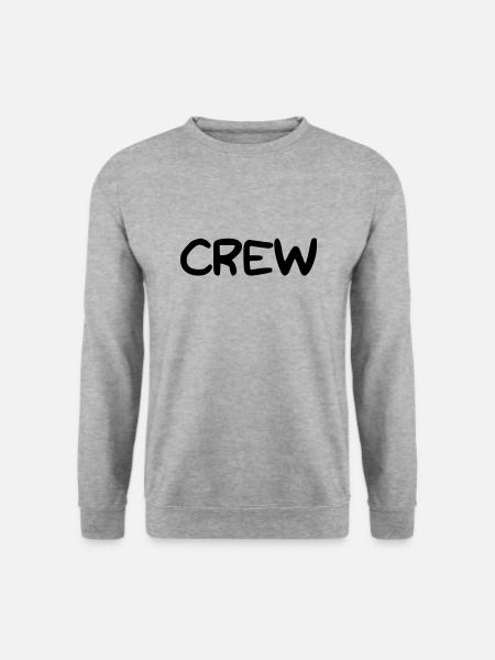 Schriftzug CREW - Unisex Pullover - Weißgrau meliert