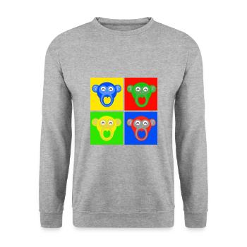 Monkey face colorful retro pop art - Unisex Sweatshirt - salt & pepper - Front - Alina (178cm) & Michal (187cm)
