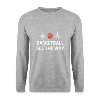 Basketball Spieler Basketballer Sprüche Geschenk - Unisex Pullover - Weißgrau meliert - Vorne - Alina (178cm) & Michal (187cm)