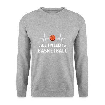 Basketball Spieler Basketballer Sprüche Geschenk - Unisex Pullover - Weißgrau meliert - Vorne - Alina (178cm) & Michal (187cm)