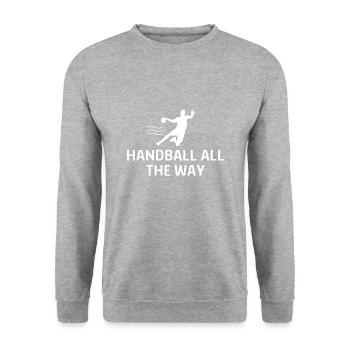 Handball Handball Player Saying Gift - Unisex Sweatshirt - salt & pepper - Front - Alina (178cm) & Michal (187cm)