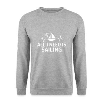 Seefahrer Segeln Seemann Capitän Geschenk Sprüche - Unisex Pullover - Weißgrau meliert - Vorne - Alina (178cm) & Michal (187cm)