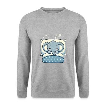 Elefant Sleeping In Bed At Night Time - Unisex Pullover - Weißgrau meliert - Vorne - Alina (178cm) & Michal (187cm)