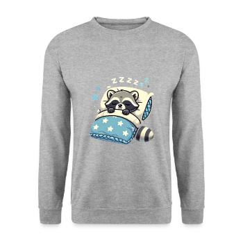 Raccoon Sleeping In Bed At Night Time - Unisex Pullover - Weißgrau meliert - Vorne - Alina (178cm) & Michal (187cm)