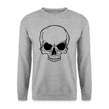 totenkopf - Unisex Pullover - Weißgrau meliert - Vorne - Alina (178cm) & Michal (187cm)