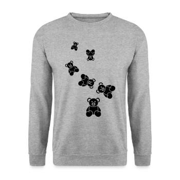 Ours en peluche - Sweat-shirt Unisexe - gris chiné - Devant - Alina (178cm) & Michal (187cm)
