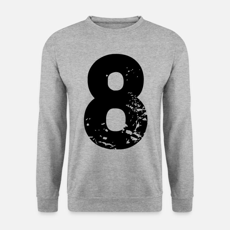 8 Zahl Trikot - Unisex Pullover - Weißgrau meliert