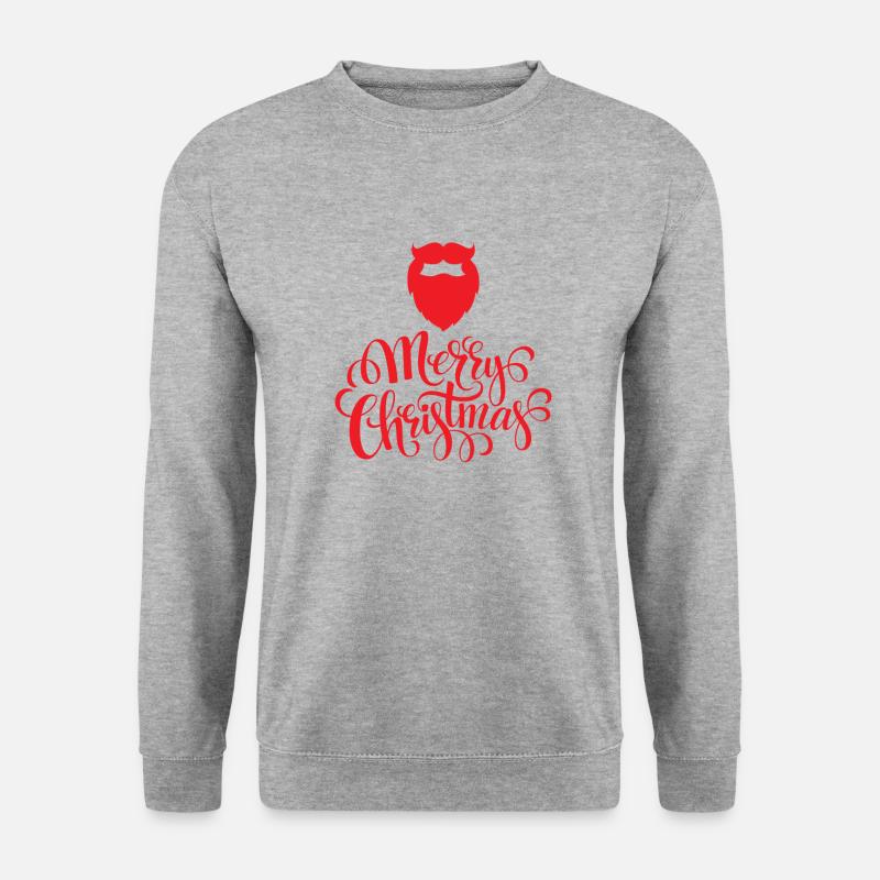Weihnachtsdesign Weihnachtsmannbart - Unisex Pullover - Weißgrau meliert
