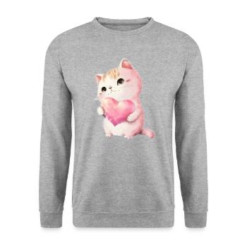Mignon bébé chat maman enfants T-shirt - Sweat-shirt Unisexe - gris chiné - Devant - Alina (178cm) & Michal (187cm)