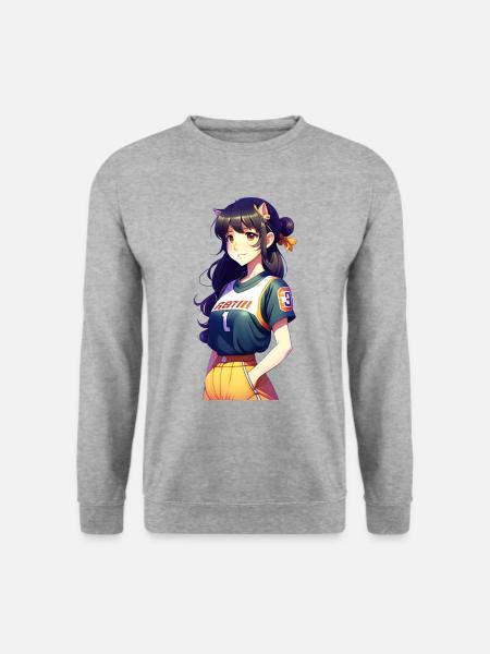 Baseball-Mädchen, hübsches Baseball-Mädchen, - Unisex Pullover - Weißgrau meliert