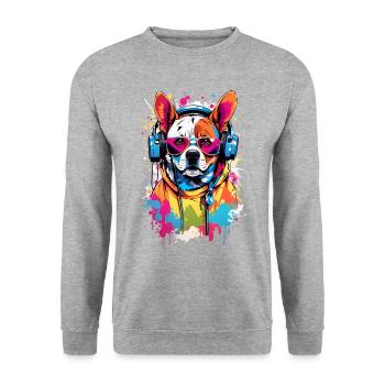 Chien cool - Sweat-shirt Unisexe - gris chiné - Devant - Alina (178cm) & Michal (187cm)