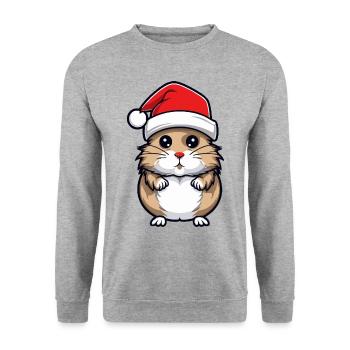 Hamster Noël Animal Portrait Noël - Sweat-shirt Unisexe - gris chiné - Devant - Alina (178cm) & Michal (187cm)