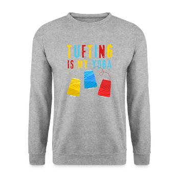 Tufting is my yoga - carpet tufting - tufter - Unisex Sweatshirt - salt & pepper - Front - Alina (178cm) & Michal (187cm)