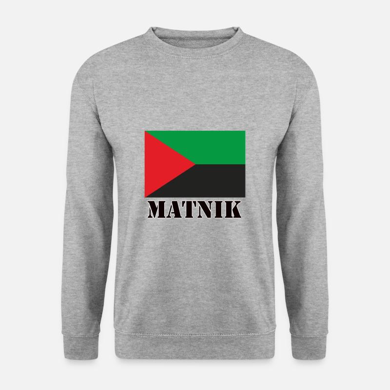 Matnik - Martinique Landesflagge - Unisex Pullover - Weißgrau meliert