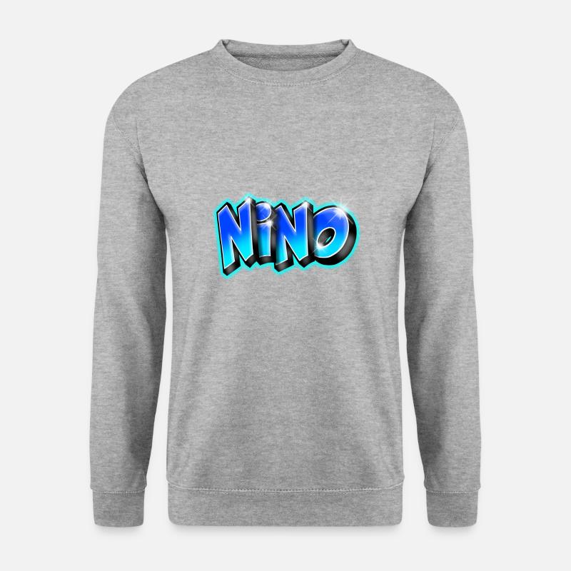 NINO graffiti name printable - Unisex Pullover - Weißgrau meliert