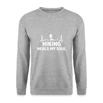 Klettern Kletterer Hiking Sprüche Geschenk - Unisex Pullover - Weißgrau meliert - Vorne - Alina (178cm) & Michal (187cm)