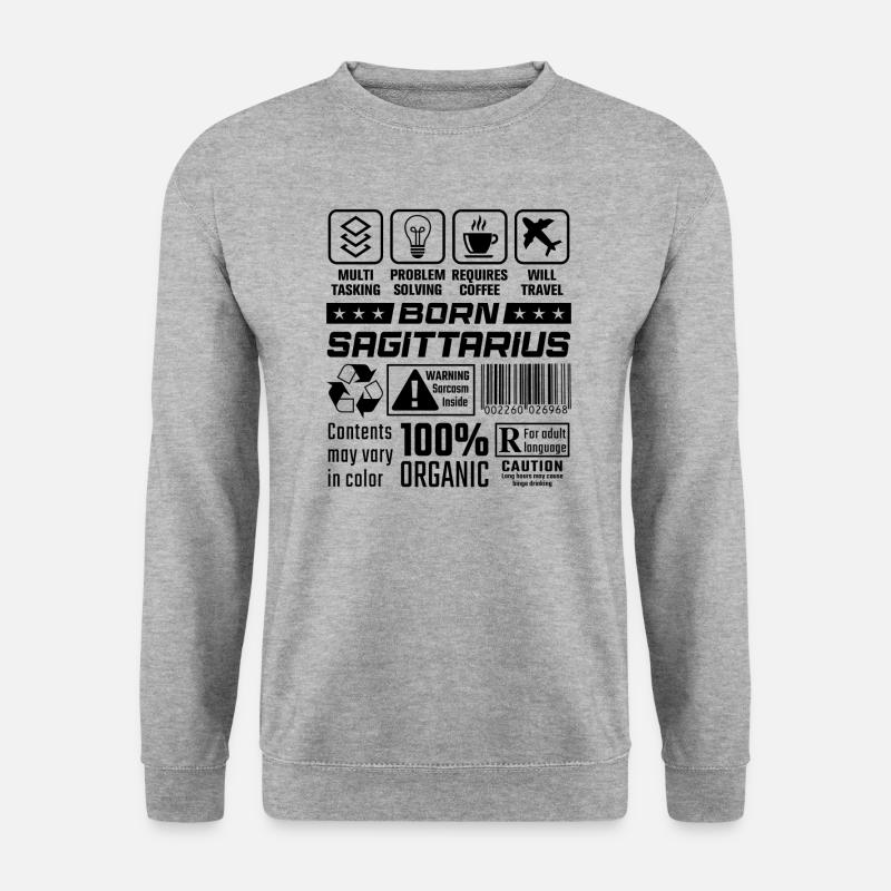 Born Sagittarius Eigenschaften - Unisex Pullover - Weißgrau meliert