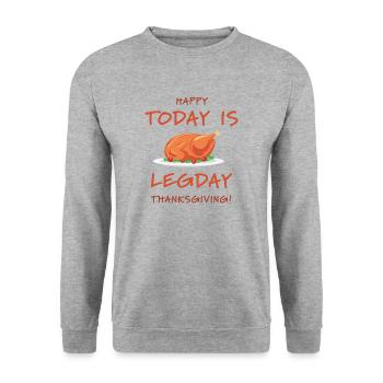 Heute ist Legday, Happy Thanksgiving Fitness-Liebhaber - Unisex Pullover - Weißgrau meliert - Vorne - Alina (178cm) & Michal (187cm)