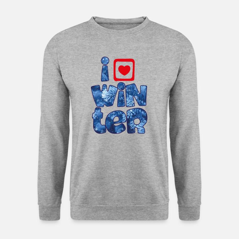 Wintermots mit Schneeflocken für Winterfans - Unisex Pullover - Weißgrau meliert