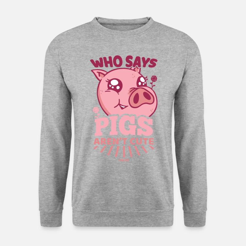 Schwein Mädchen Ferkel - Unisex Pullover - Weißgrau meliert