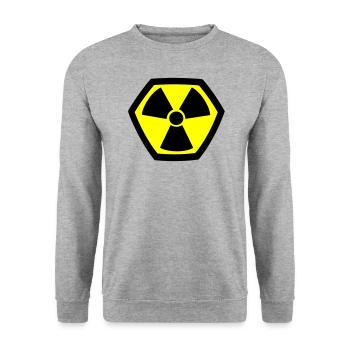 Nuclear Atom Icon Superhero Radioactive Symbol - Unisex Sweatshirt - salt & pepper - Front - Alina (178cm) & Michal (187cm)