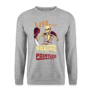 Life Without Boxing Is Possible But Pointless - Unisex Pullover - Weißgrau meliert - Vorne - Alina (178cm) & Michal (187cm)