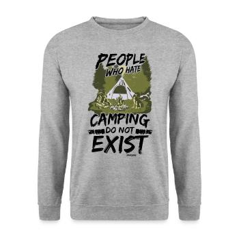 Camping - Unisex Pullover - Weißgrau meliert - Vorne - Alina (178cm) & Michal (187cm)