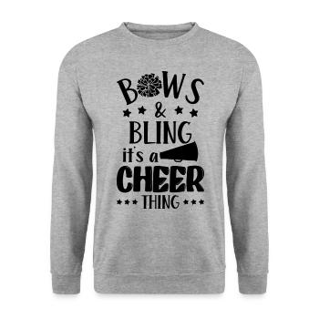Bows Bling It's A Cheer Thing Cheerleading Cheerle - Unisex Pullover - Weißgrau meliert - Vorne - Alina (178cm) & Michal (187cm)
