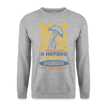 Hotdog Störung lustiger Spruch - Unisex Pullover - Weißgrau meliert - Vorne - Alina (178cm) & Michal (187cm)