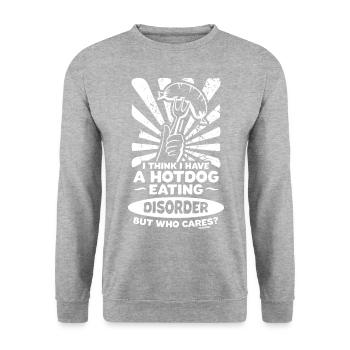 I Think I Have A Hotdog Eating Disorder - Unisex Pullover - Weißgrau meliert - Vorne - Alina (178cm) & Michal (187cm)