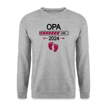 Opa Loading 2024 Ich Werde Opi Großvater Werden - Unisex Pullover - Weißgrau meliert - Vorne - Alina (178cm) & Michal (187cm)