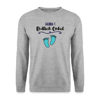 Endlich Onkel Werden Nichte Baby Verkündung Onkels - Unisex Pullover - Weißgrau meliert - Vorne - Alina (178cm) & Michal (187cm)
