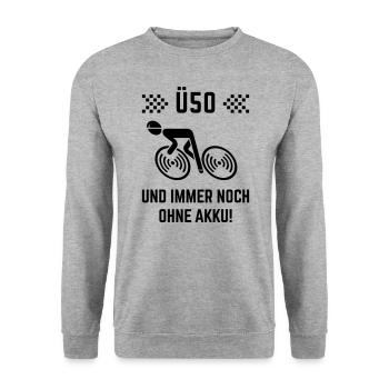 Ü50 Und Immer Noch Ohne Akku! (Fahrrad Rennrad B) - Unisex Pullover - Weißgrau meliert - Vorne - Alina (178cm) & Michal (187cm)