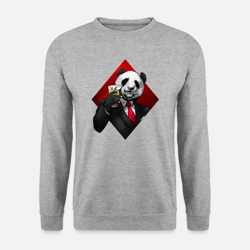 Panda Bier Cheers - Unisex Pullover - Weißgrau meliert
