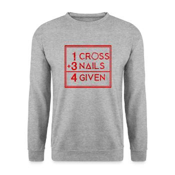 Jesus - Unisex Pullover - Weißgrau meliert - Vorne - Alina (178cm) & Michal (187cm)