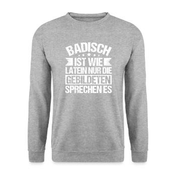 Badisch ist wie Latein weiss - Unisex Pullover - Weißgrau meliert - Vorne - Alina (178cm) & Michal (187cm)
