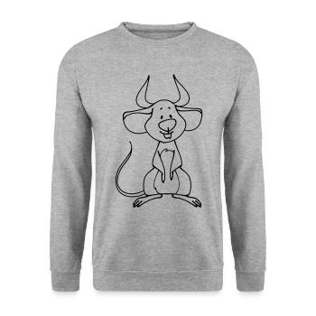 Teufelsmaus - Unisex Pullover - Weißgrau meliert - Vorne - Alina (178cm) & Michal (187cm)