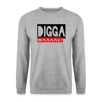Digga waaas? - Unisex Pullover - Weißgrau meliert - Vorne - Alina (178cm) & Michal (187cm)