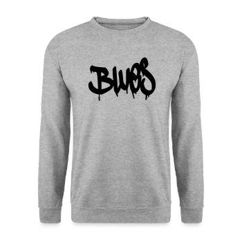 Blues Shirt | Musik Musiker Musikstil - Unisex Pullover - Weißgrau meliert - Vorne - Alina (178cm) & Michal (187cm)