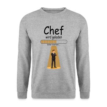 neuer Chef Vorgesetzter zur Beförderung Willkommen - Unisex Pullover - Weißgrau meliert - Vorne - Alina (178cm) & Michal (187cm)