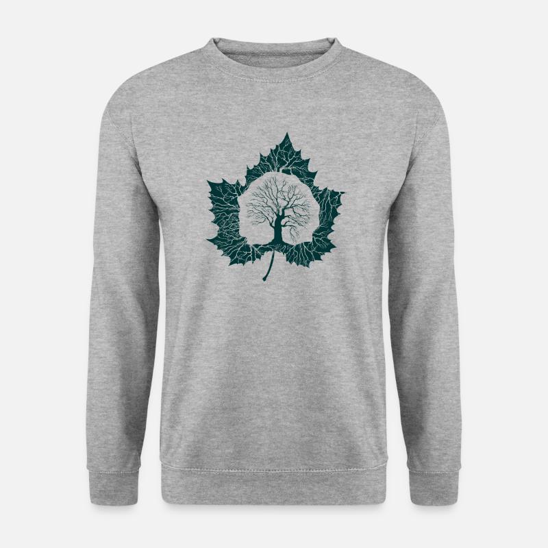 Baum Blatt Geschenkidee Natur Kanada - Unisex Pullover - Weißgrau meliert