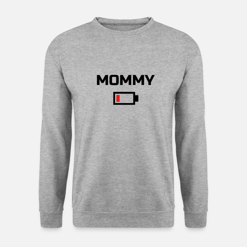 MOMMY Low Battery Energy T-Shirt BLACK LABELED - Unisex Pullover - Weißgrau meliert