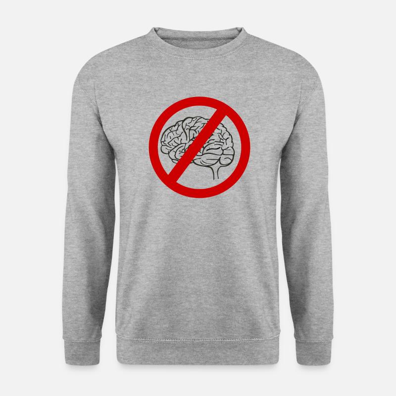 Gehirn verboten (Denken verboten) Verbotszeichen - Unisex Pullover - Weißgrau meliert