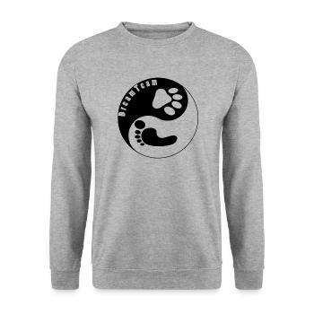 Dream Team, Hund & Mensch, Dog, Yin und Yang - Unisex Pullover - Weißgrau meliert - Vorne - Alina (178cm) & Michal (187cm)