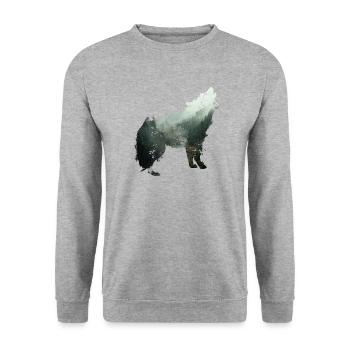 Der Wolf ist der Wald - Unisex Pullover - Weißgrau meliert - Vorne - Alina (178cm) & Michal (187cm)