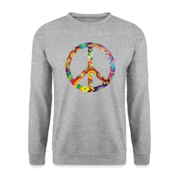 Peace - Unisex Pullover - Weißgrau meliert - Vorne - Alina (178cm) & Michal (187cm)