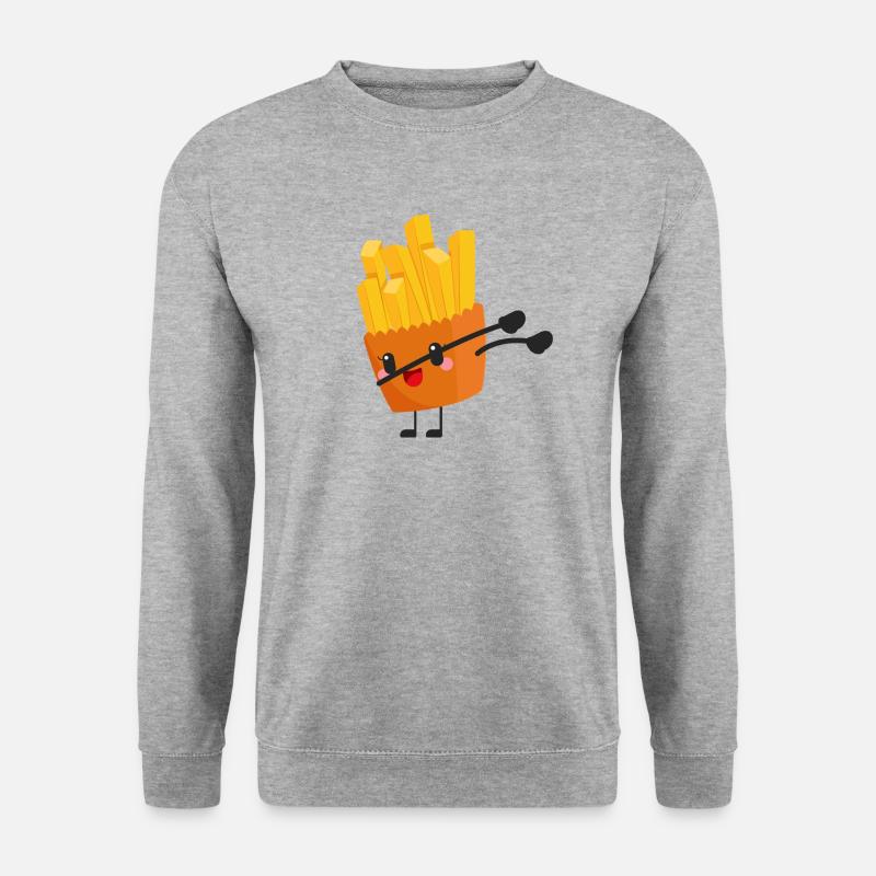 Dabbing Pommes - Geschenk Idee - Unisex Pullover - Weißgrau meliert