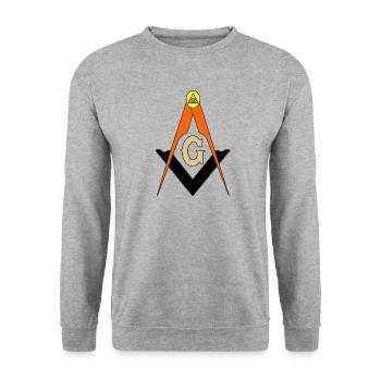 Freimaurer-Kompass - Unisex Pullover - Weißgrau meliert - Vorne - Alina (178cm) & Michal (187cm)